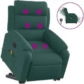 vidaXL Sta-op-massagestoel elektrisch verstelbaar stof donkergroen