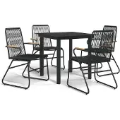 vidaXL 5-delige tuinset, zwart, PVC-vlechtwerk