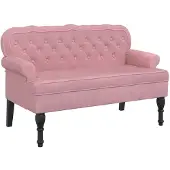vidaXL Bankje met rugleuning 119,5x64,5x75 cm fluweel roze