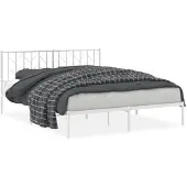 vidaXL Bedframe met hoofdbord metaal wit 160x200 cm