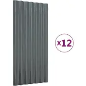 vidaXL Dakpanelen 12 st 80x36 cm gegalvaniseerd staal antracietkleurig