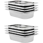 vidaXL Gastronormbakken 8 st GN 1/4 65 mm roestvrij staal
