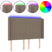 vidaXL Hoofdbord LED 147x16x118/128 cm stof taupe