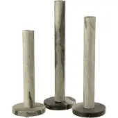 J-Line kaarshouder Marmer - steen - zwart/grijs - set van 3