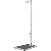 vidaXL Tuindouche met grijze bodemplaat, 220 cm, roestvrij staal