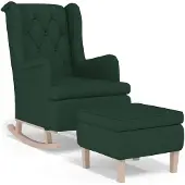 vidaXL Fauteuil met schommelpoten en voetenbank stof donkergroen