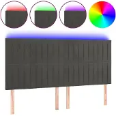 vidaXL Hoofdbord LED 160x5x118/128 cm fluweel donkergrijs