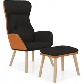 vidaXL Relaxstoel met voetenbankje kunstleer en stof zwart