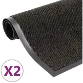 vidaXL Droogloopmatten 2 st rechthoekig getuft 90x150 cm zwart