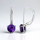 Cavill - Zilveren oorbellen - 925 Sterling Zilver Gerhodineerd - Ronde Zambia Amethist 1,17 ct - Elegante Paarse Edelsteen Oorbellen Dames