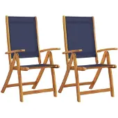 vidaXL Opklapbare stoelen, 2 stuks, van massief acaciahout en textilene.