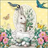 Ambiente Lunch Servetten White Rabbit Yellow - - 33x33 cm