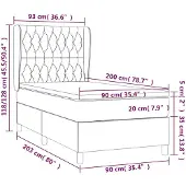 vidaXL Boxspring met matras stof blauw 90x200 cm