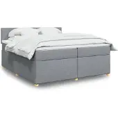 vidaXL Boxspring met matras stof lichtgrijs 200x200 cm