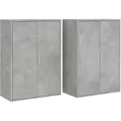 vidaXL Dressoirs 2 st 60x31x84 cm bewerkt hout betongrijs