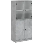vidaXL Hoge kast met deuren 68x37x142 cm bewerkt hout betongrijs