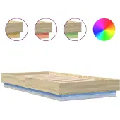 vidaXL Bedframe met LED-verlichting, Sonoma-eikenhout, 100x200 cm