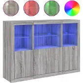 vidaXL Dressoirs met LED-verlichting 3 st bewerkt hout grijs sonoma