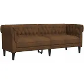 vidaXL Driezitsbank Chesterfield-stijl stof bruin