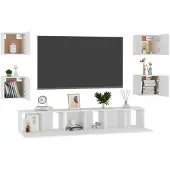 vidaXL 7-delige Tv-meubelset bewerkt hout wit