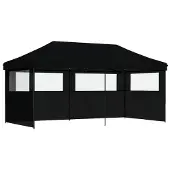 vidaXL Partytent, inklapbaar, pop-up model, met 3 zijpanelen, zwart