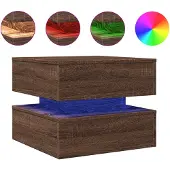 vidaXL Salontafel met LED-verlichting, bruin, eikenhoutlook, 50x50x40 cm