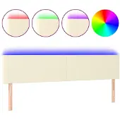 vidaXL Hoofdbord LED 160x5x78/88 cm kunstleer crèmekleurig