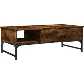 DKD Home Decor Salontafel 100x50x35 cm bewerkt hout en metaal gerookt eiken