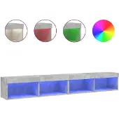 DKD Home Decor Tv-meubels met LED-verlichting 2 st 100x30x30 cm betongrijs