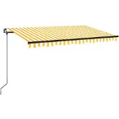 vidaXL Luifel handmatig uittrekbaar met LED 400x350 cm geel en wit