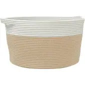 vidaXL Opbergmand Ø 40x25 cm katoen beige en wit