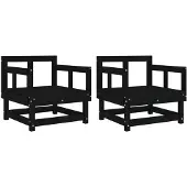 vidaXL Tuinstoelen 2 st massief grenenhout zwart
