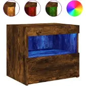 vidaXL Nachtkastje met LED-verlichting 50x40x45 cm gerookt eikenkleur