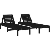 vidaXL Ligbedden 2 st 199,5x60x74 cm massief grenenhout zwart