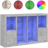 vidaXL Dressoirs met LED-verlichting 3 st bewerkt hout betongrijs
