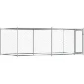vidaXL Hondenhok met deur 4x2x1,5 m gegalvaniseerd staal grijs