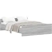 vidaXL Bedframe met hoofd- en voeteneinde grijs sonoma 140x190 cm