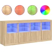vidaXL Dressoir met LED-verlichting 163x37x67 cm sonoma eikenkleurig