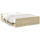 vidaXL Bedframe met lades bewerkt hout sonoma eikenkleurig 120x200 cm