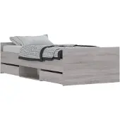 vidaXL Bedframe met hoofd- en voeteneinde grijs sonoma eiken 90x190 cm