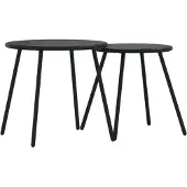 vidaXL Tuintafelset, 2 stuks, rond, zwart, gepoedercoat staal