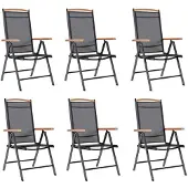vidaXL Klapstoelen, 6 stuks, Textilene, zwart