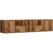 Super Merchant Hoekkast 200x40x45 cm bewerkt hout oud houtkleurig