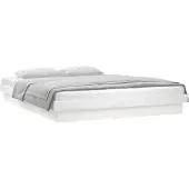vidaXL Massief houten bed met LED-verlichting, wit, 140x200 cm