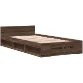 vidaXL Bedframe met lade bewerkt hout bruin eikenkleurig 75x190 cm