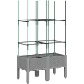 vidaXL Plantenbak met latwerk 80x40x142,5 cm polypropeen lichtgrijs