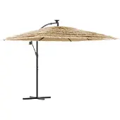 vidaXL Parasol met LED's en stalen paal 269x269x235 cm bruin