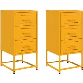 vidaXL Nachtkastjes 2 st 36x39x78 cm staal mosterdgeel