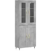 vidaXL Hoge kast 69,5x34x180 cm bewerkt hout betongrijs