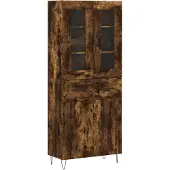 vidaXL Hoge kast 69,5x34x180 cm bewerkt hout gerookt eikenkleurig